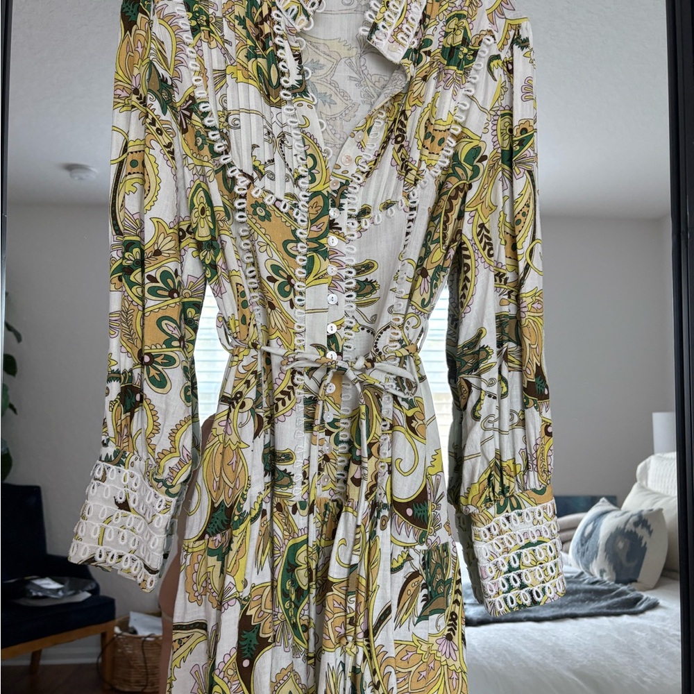 Arabessa Elegant High neck 100% Linen Paisley Print Dress. Never worn - Picture 2 of 5